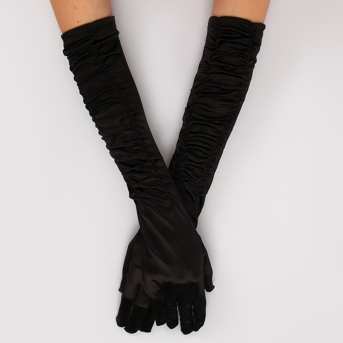Карнавальный аксессуар - перчатки со сборкой, цвет черный карнавальный аксессуар перчатки со сборкой синий