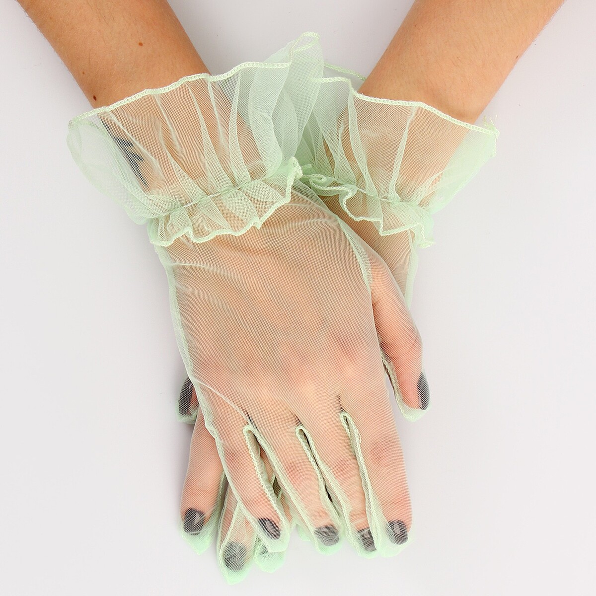 Карнавальный аксессуар - перчатки прозрачные с юбочкой, цвет зеленый карнавальный костюм бока гриб цв белый зеленый р 122