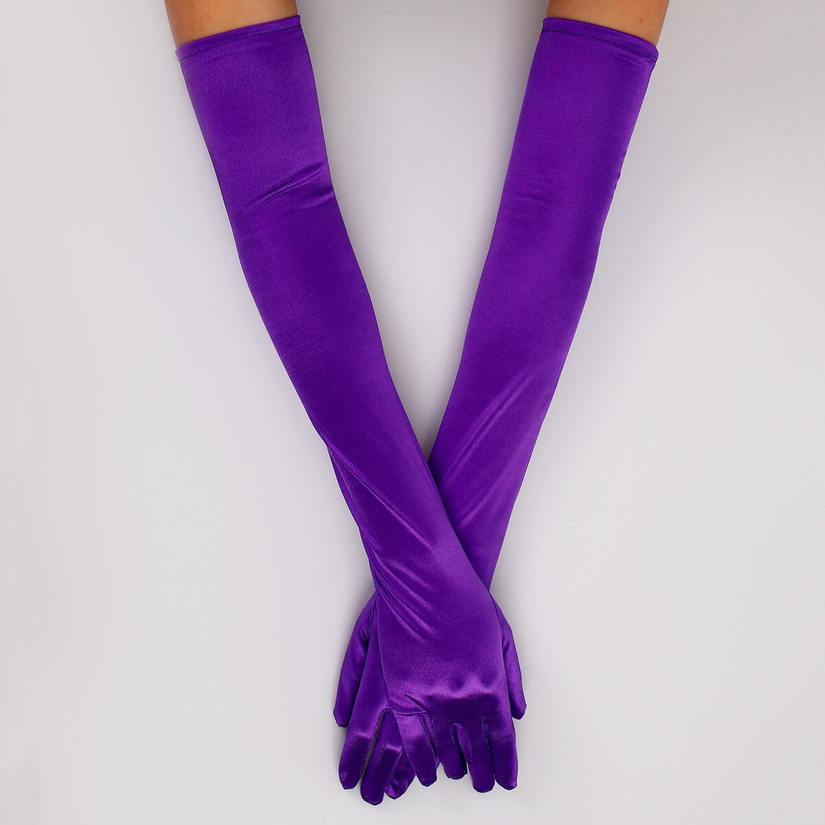 Карнавальный аксессуар - перчатки 55см, цвет фиолетовый карнавальный плащ взрослый атлас ярко фиолетовый длина 120 см