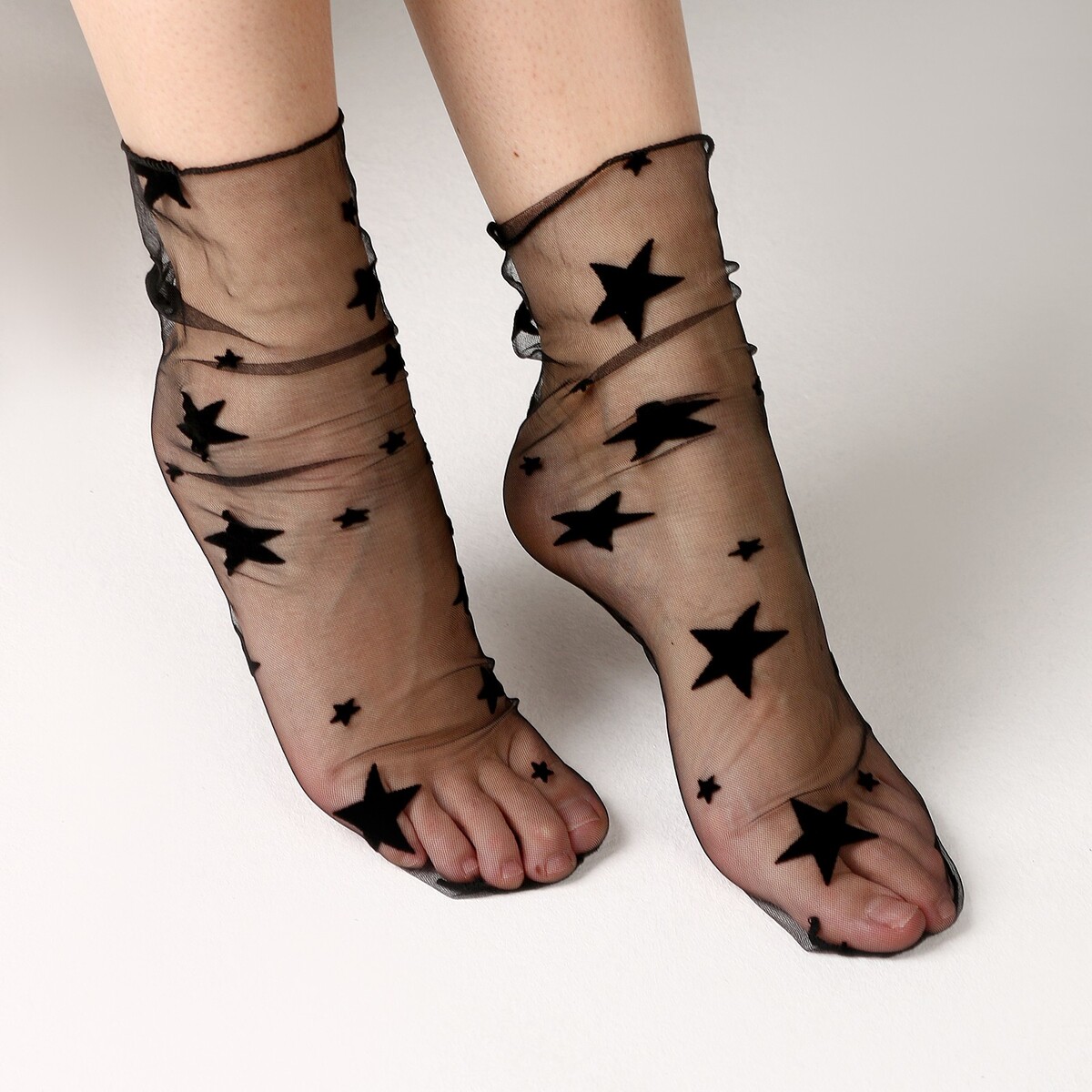 Карнавальный аксессуар- носки, цвет черный, звезды хрустальные звезды