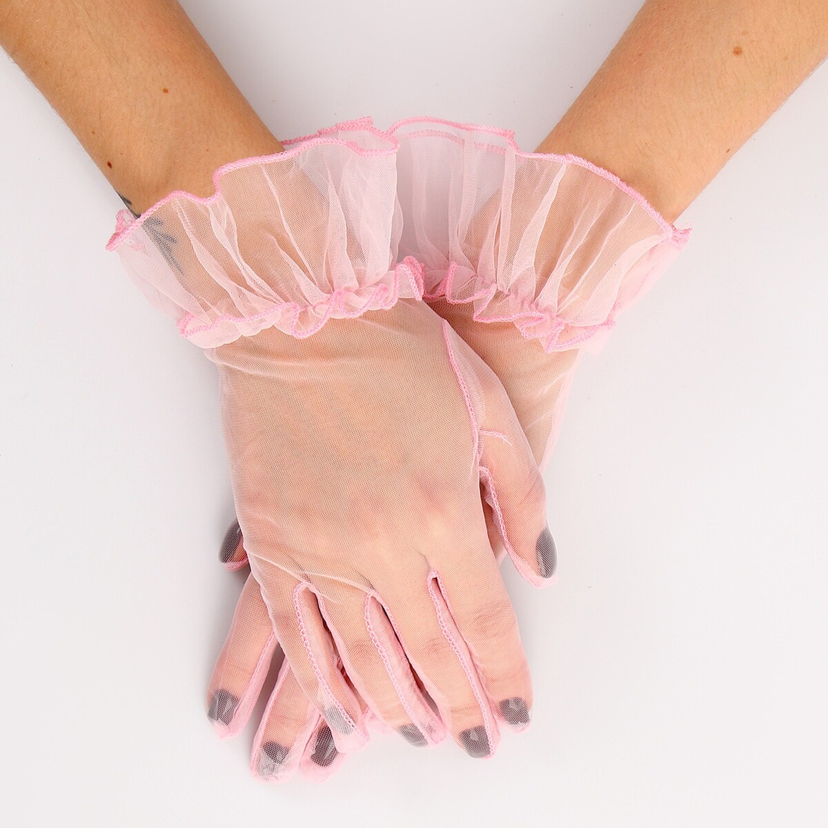 Карнавальный аксессуар - перчатки прозрачные с юбочкой, цвет розовый карнавальный костюм batik 22 21 жасмин сказочная розовый 116