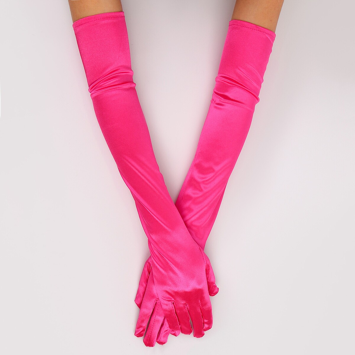 Карнавальный аксессуар - перчатки 55см, цвет фуксия карнавальный аксессуар перчатки полосатый аниме аниме