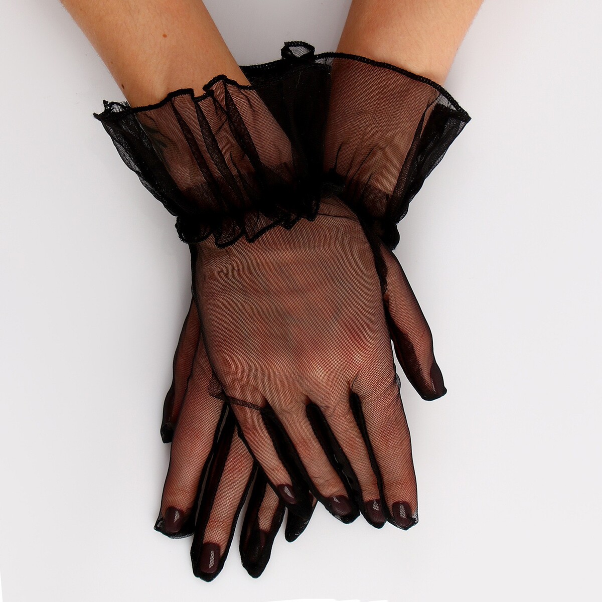 Карнавальный аксессуар - перчатки прозрачные с юбочкой, цвет черный карнавальный аксессуар перчатки прозрачные с длинной юбочкой