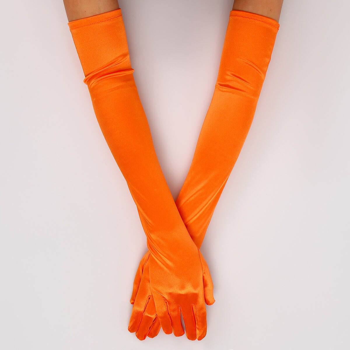Карнавальный аксессуар - перчатки 55см, цвет оранжевый перчатки текстильные для мальчиков playtoday оранжевый 16 128 140 см