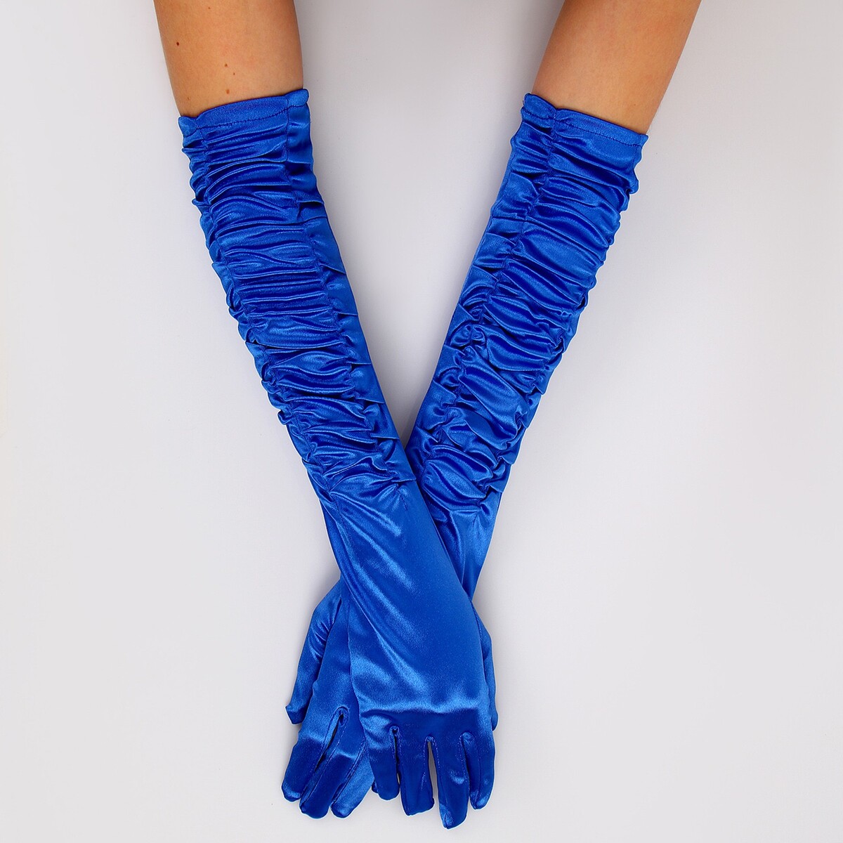 Карнавальный аксессуар - перчатки со сборкой, цвет синий карнавальный костюм snowmen принцесса цв розовый синий р 134