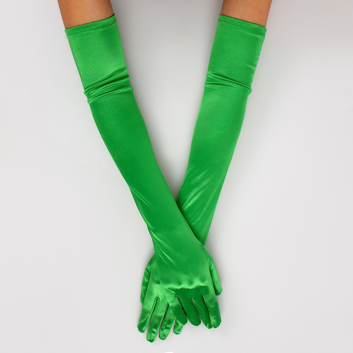 Карнавальный аксессуар- перчатки 55см, цвет зеленый карнавальный костюм batik 1026 к 18 елочка зеленый 128