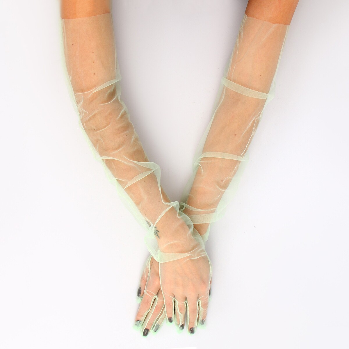 Карнавальный аксессуар- перчатки прозрачные, цвет зеленый карнавальный костюм бока гриб цв белый зеленый красный р 122