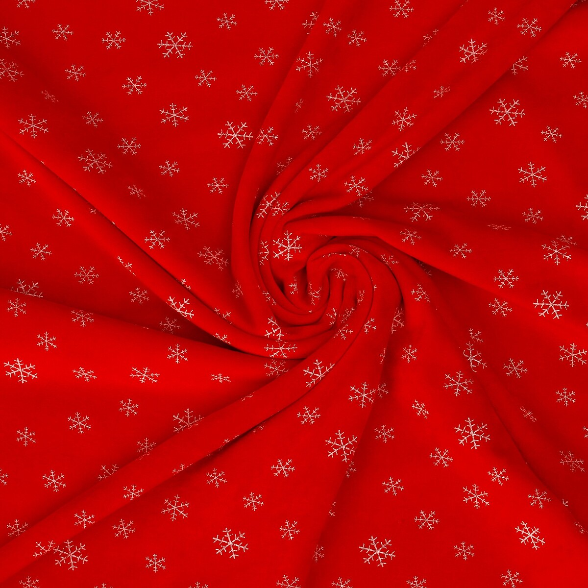 Лоскут велюр на красном фоне, белые снежинки, 60 × 50 см лоскут