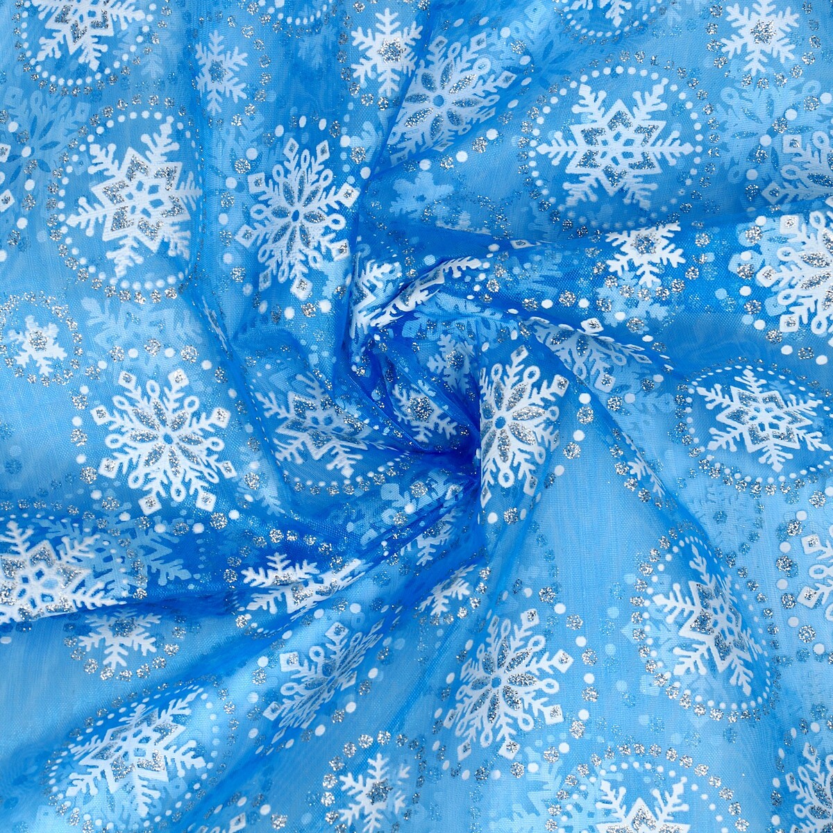 Лоскут органзы, с рисунком снежинки, 100 × 150 см лоскут плюш на трикотажной основе красный снежинки 100 150см 100% п э 10060277