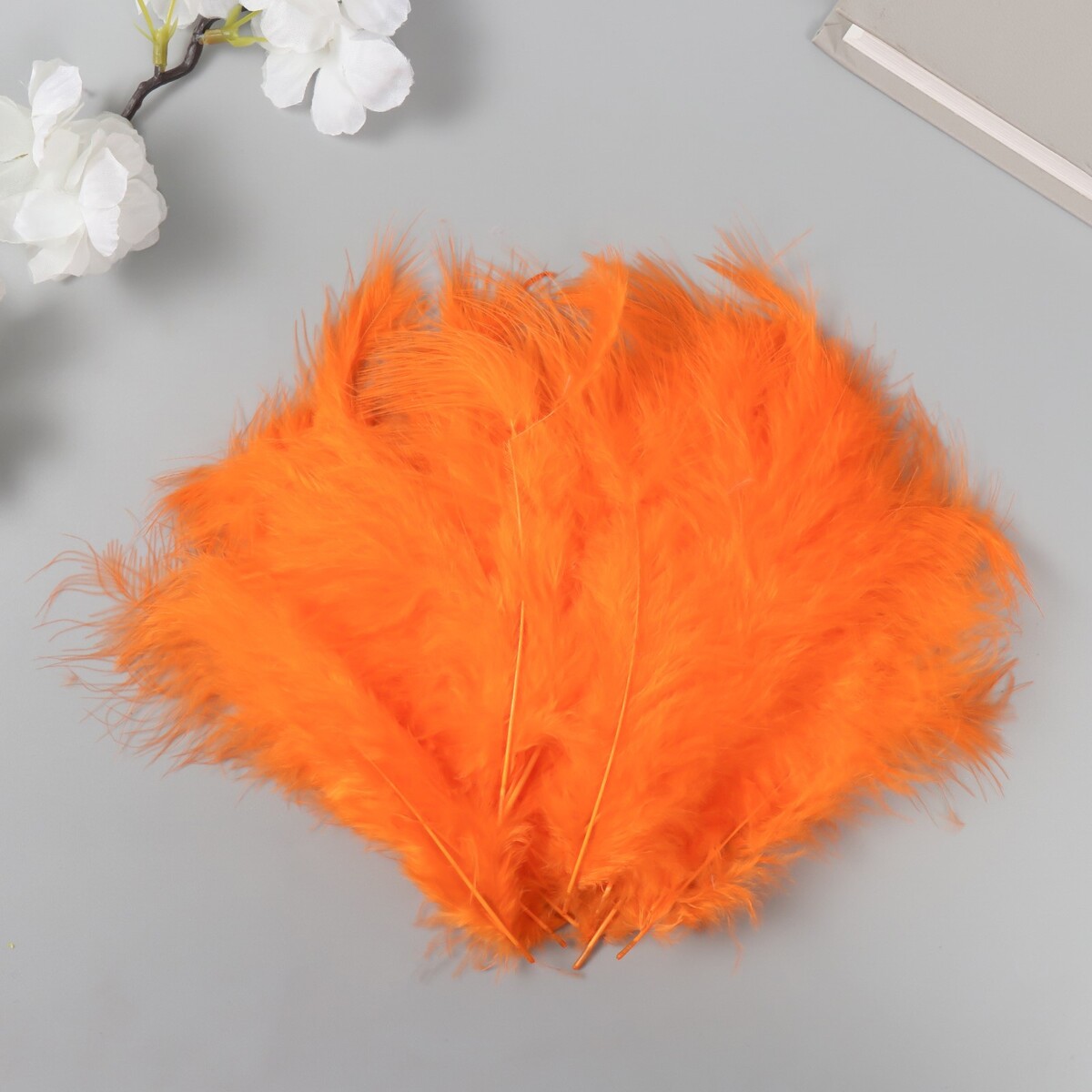 Перо декоративное гусиное пуховое перо страуса 15 20 см оранжевый