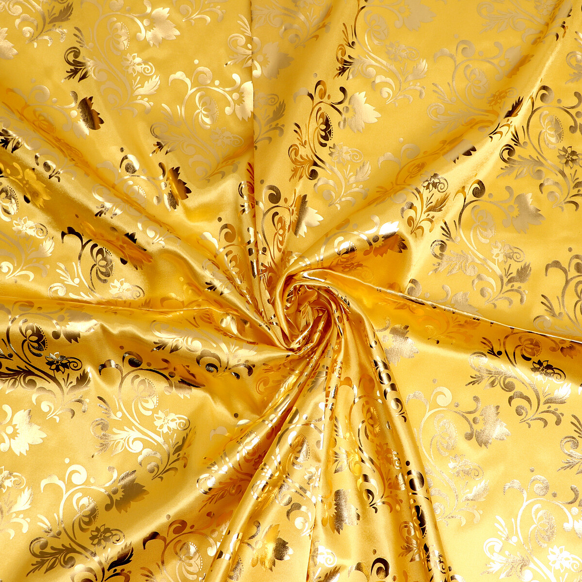 Лоскут атласа, бежевый с золотым узором, 100 × 150 см