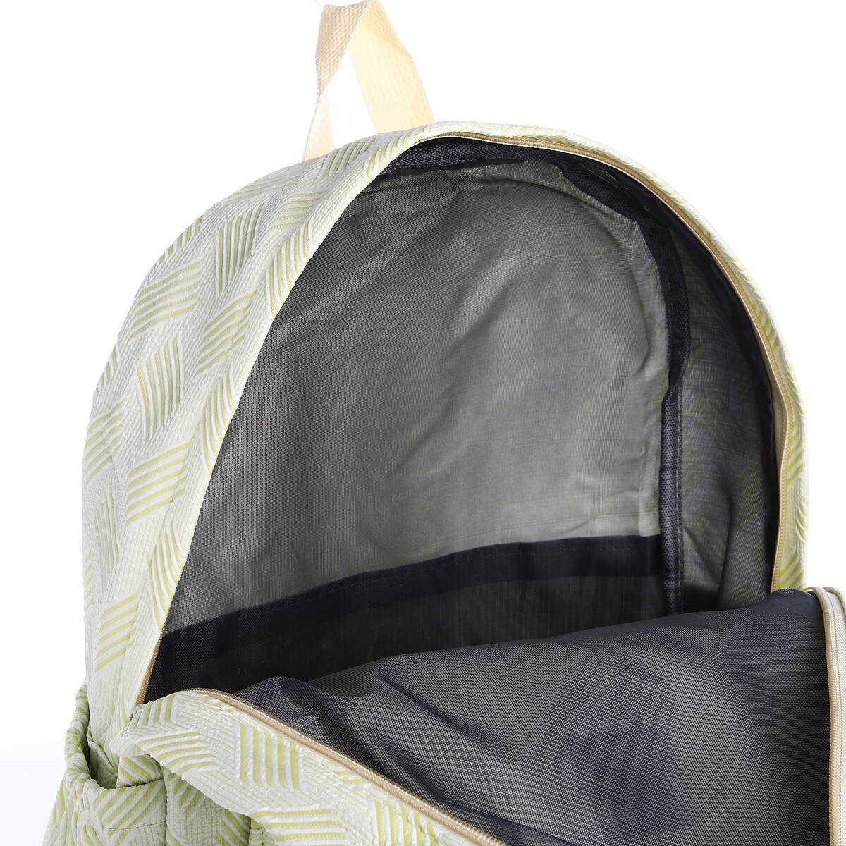 фото Рюкзак школьный из текстиля на молнии, 3 кармана, цвет зеленый no brand