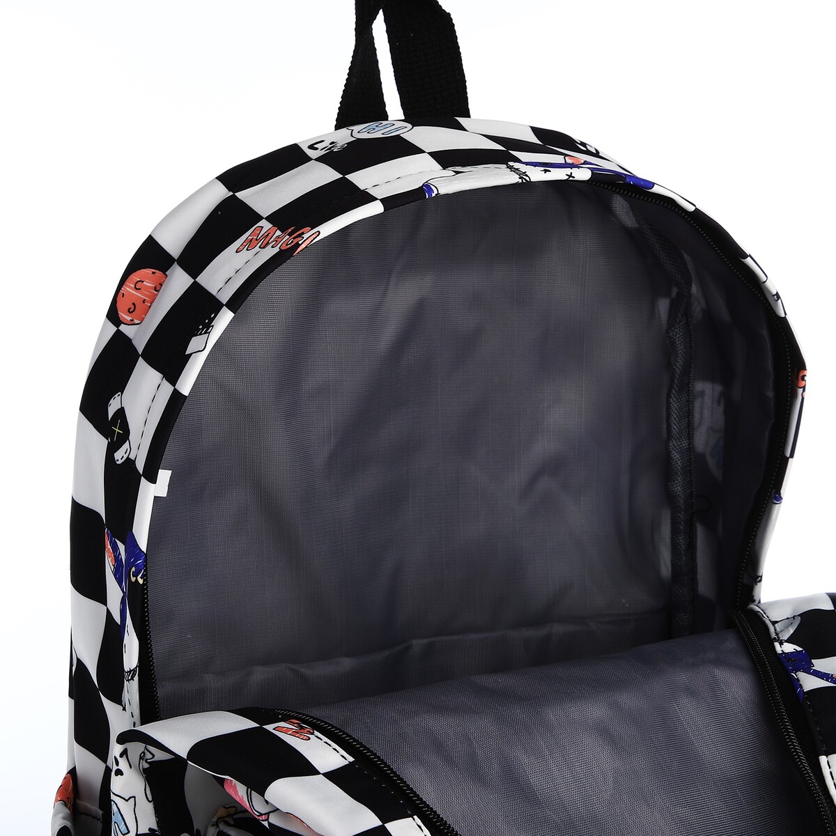 фото Рюкзак школьный из текстиля на молнии, 3 кармана, цвет черный no brand