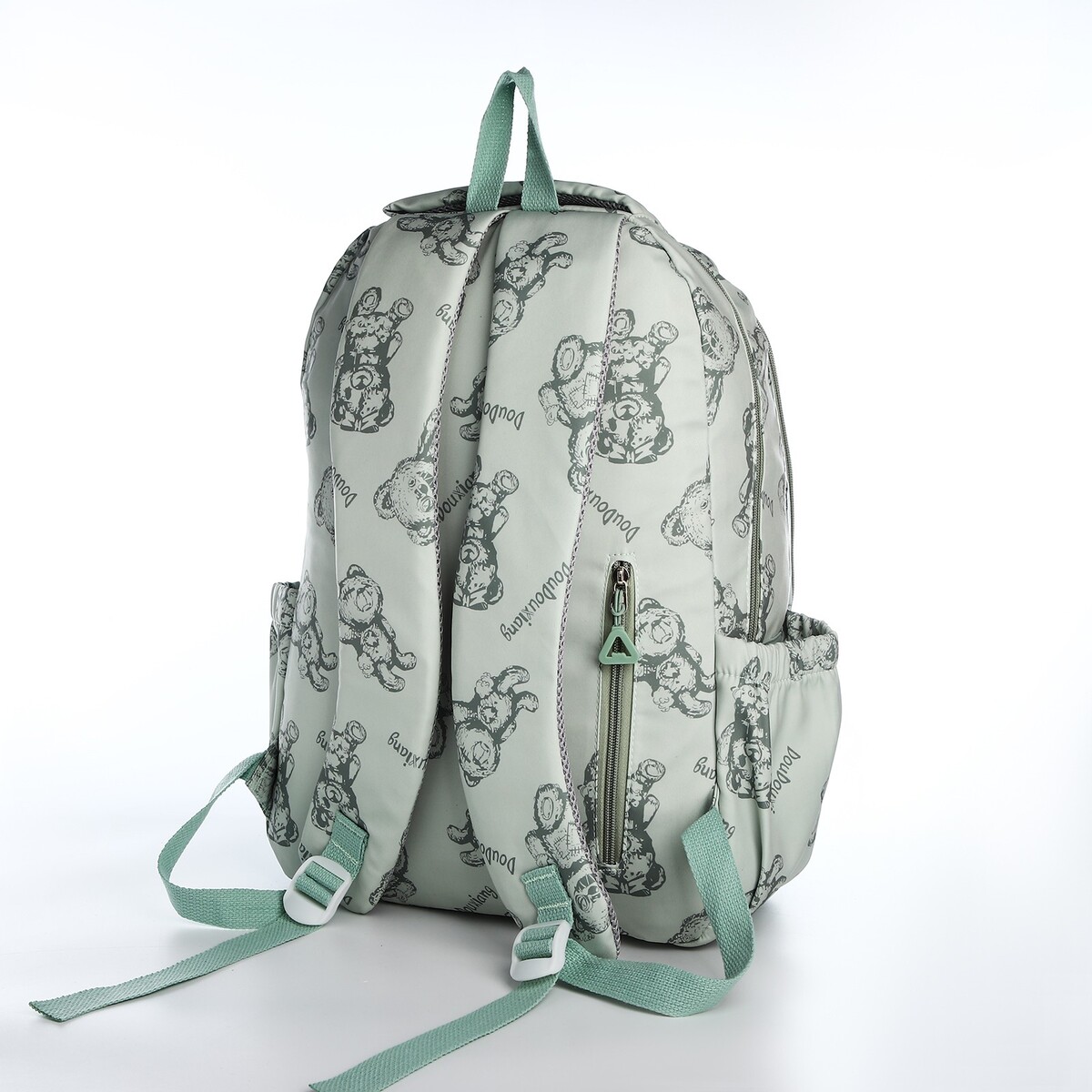 фото Рюкзак школьный из текстиля на молнии, 4 кармана, цвет зеленый no brand
