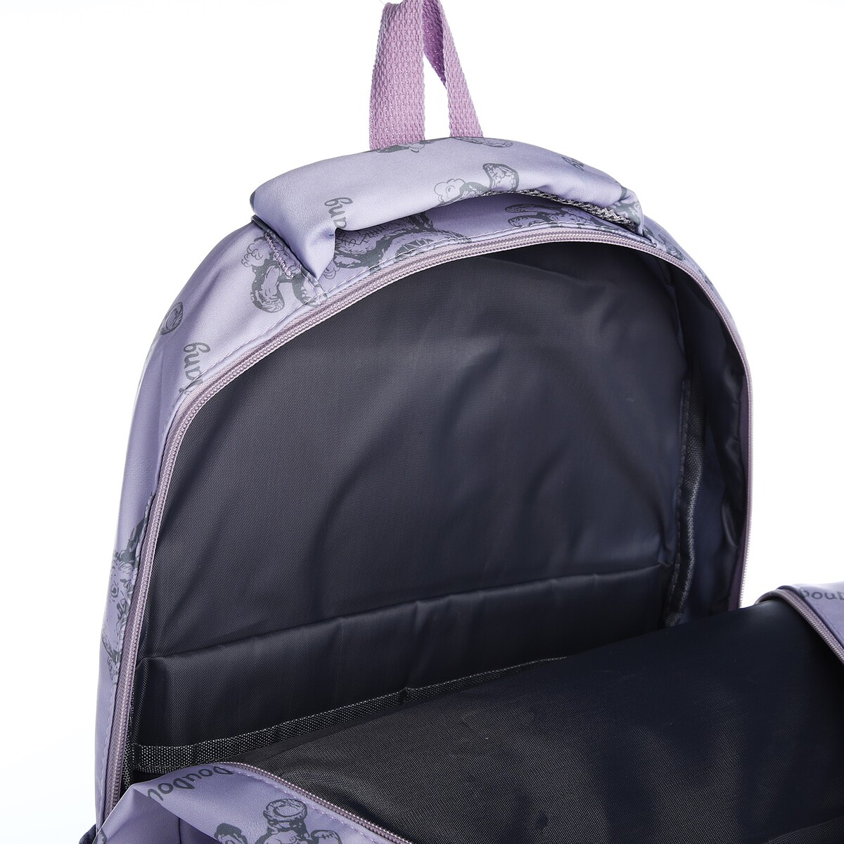 фото Рюкзак школьный из текстиля на молнии, 4 кармана, цвет сиреневый no brand