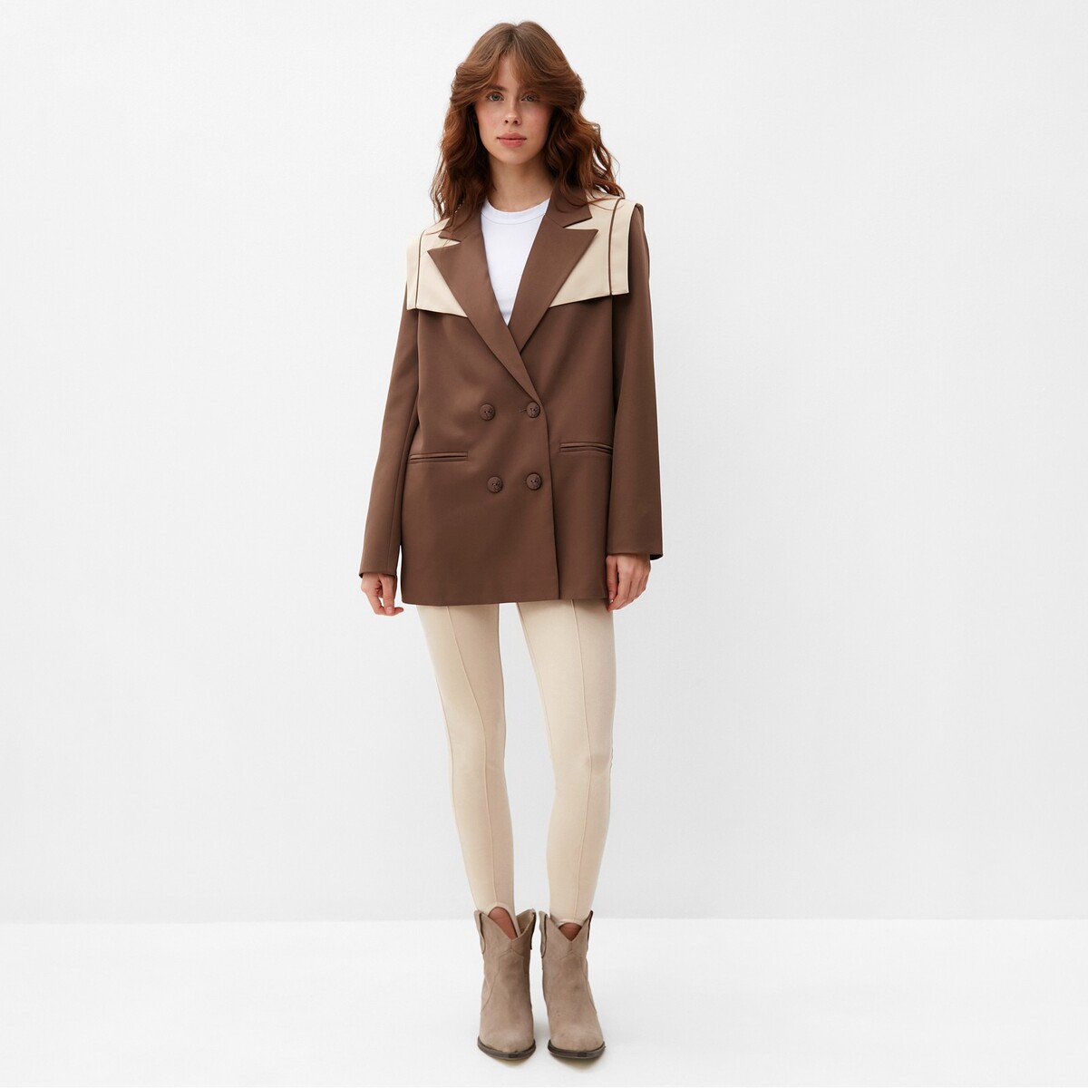 Пиджак MINAKU, размер 42, цвет коричневый 06899642 - фото 3