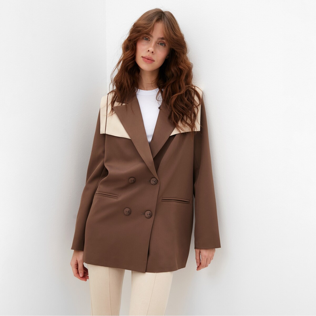 Пиджак MINAKU, размер 42, цвет коричневый 06899642 - фото 1
