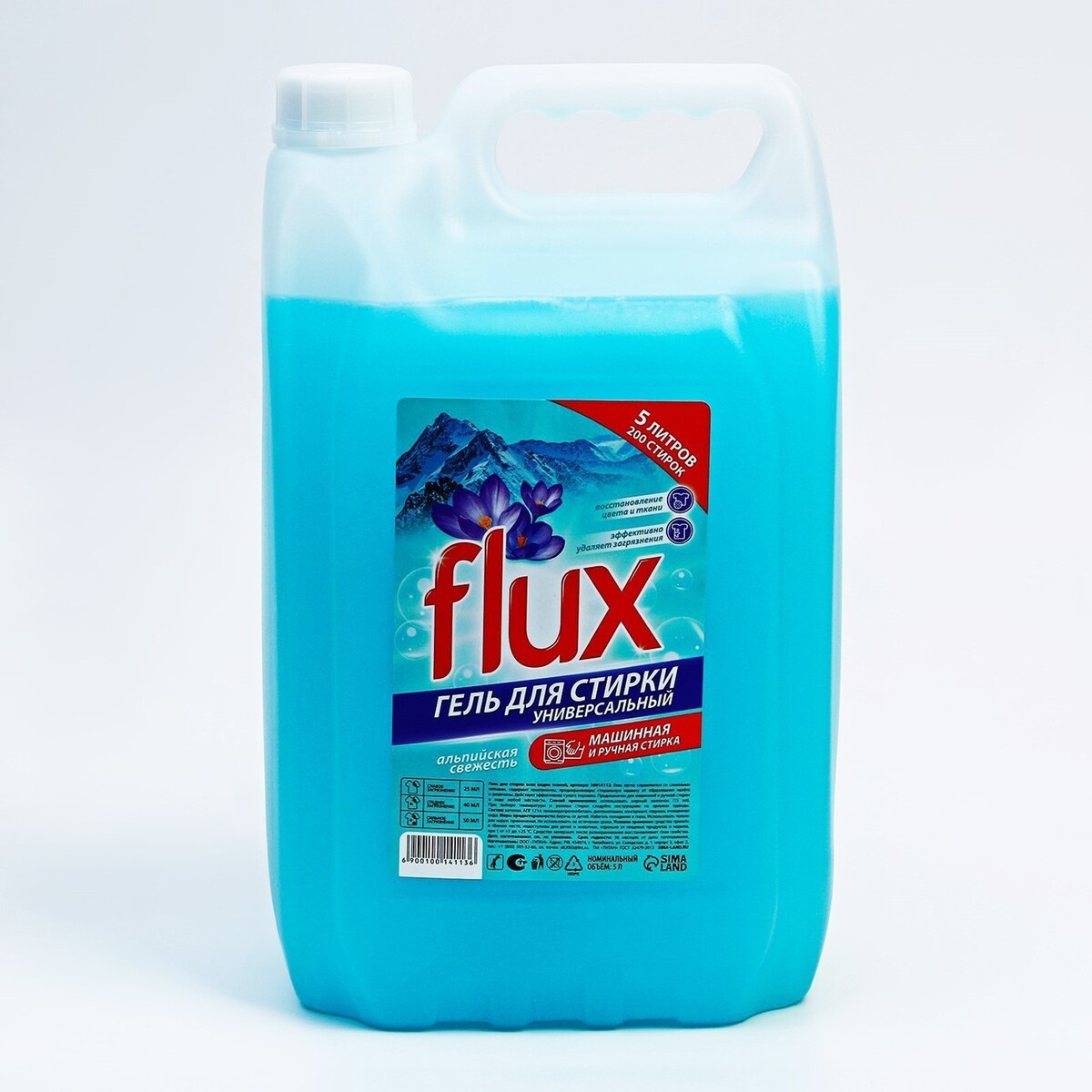 

Универсальное средство для стирки, 5 л, аромат альпийской свежести, flux, Голубой