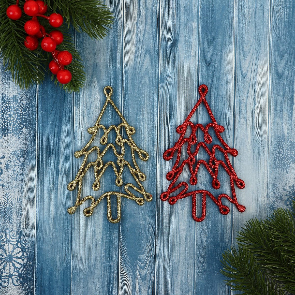 

Ёлочные игрушки 2 шт., Золотистый;красный