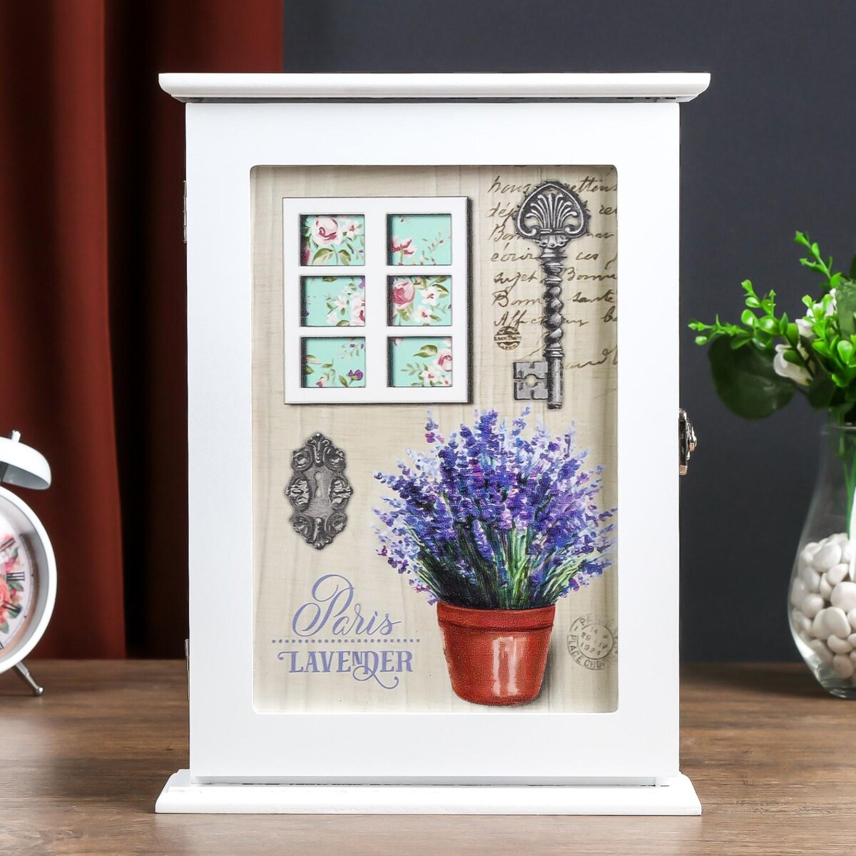 

Ключница дерево 6 крючков, Белый