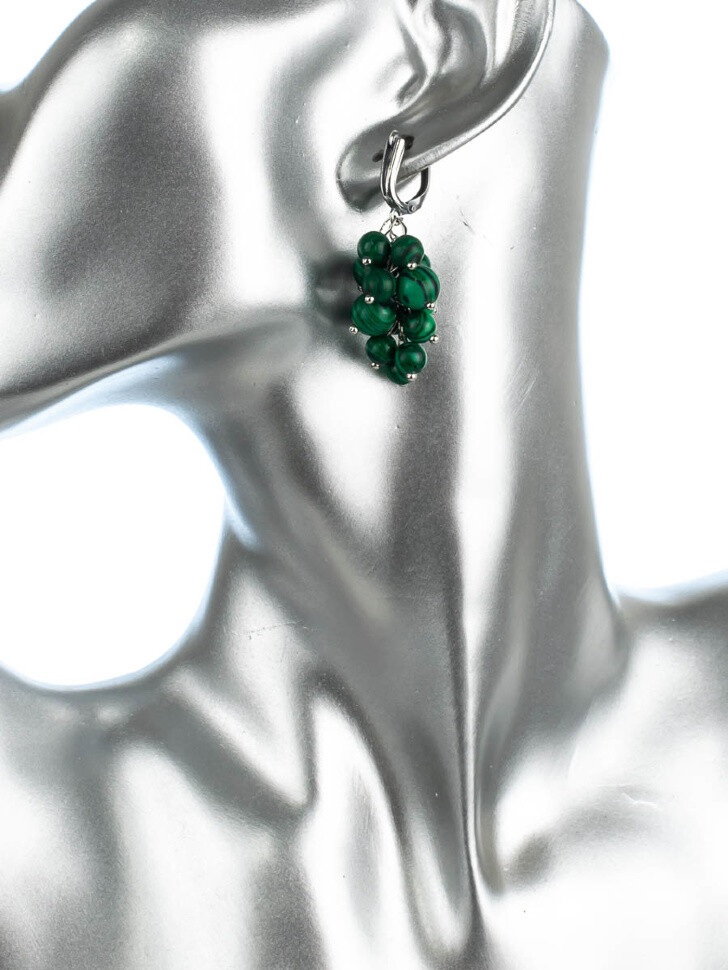 Серьги Бусики-Колечки, цвет зеленый, размер большие 06997821 - фото 2