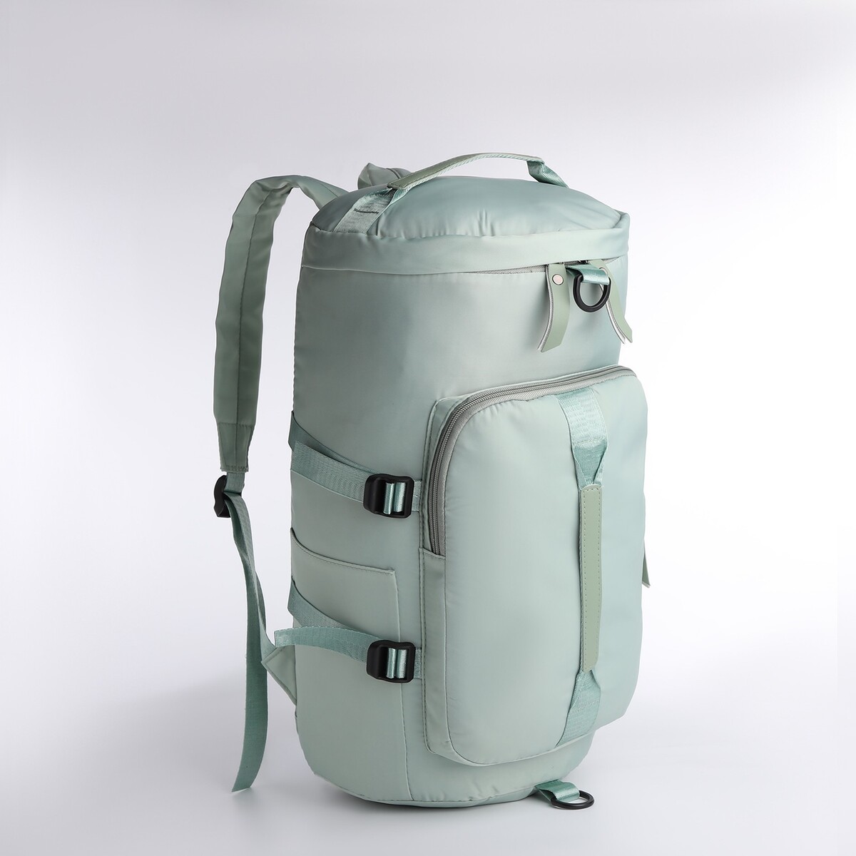 Рюкзак-сумка на молнии, 4 наружных кармана, отделение для обуви, цвет зеленый