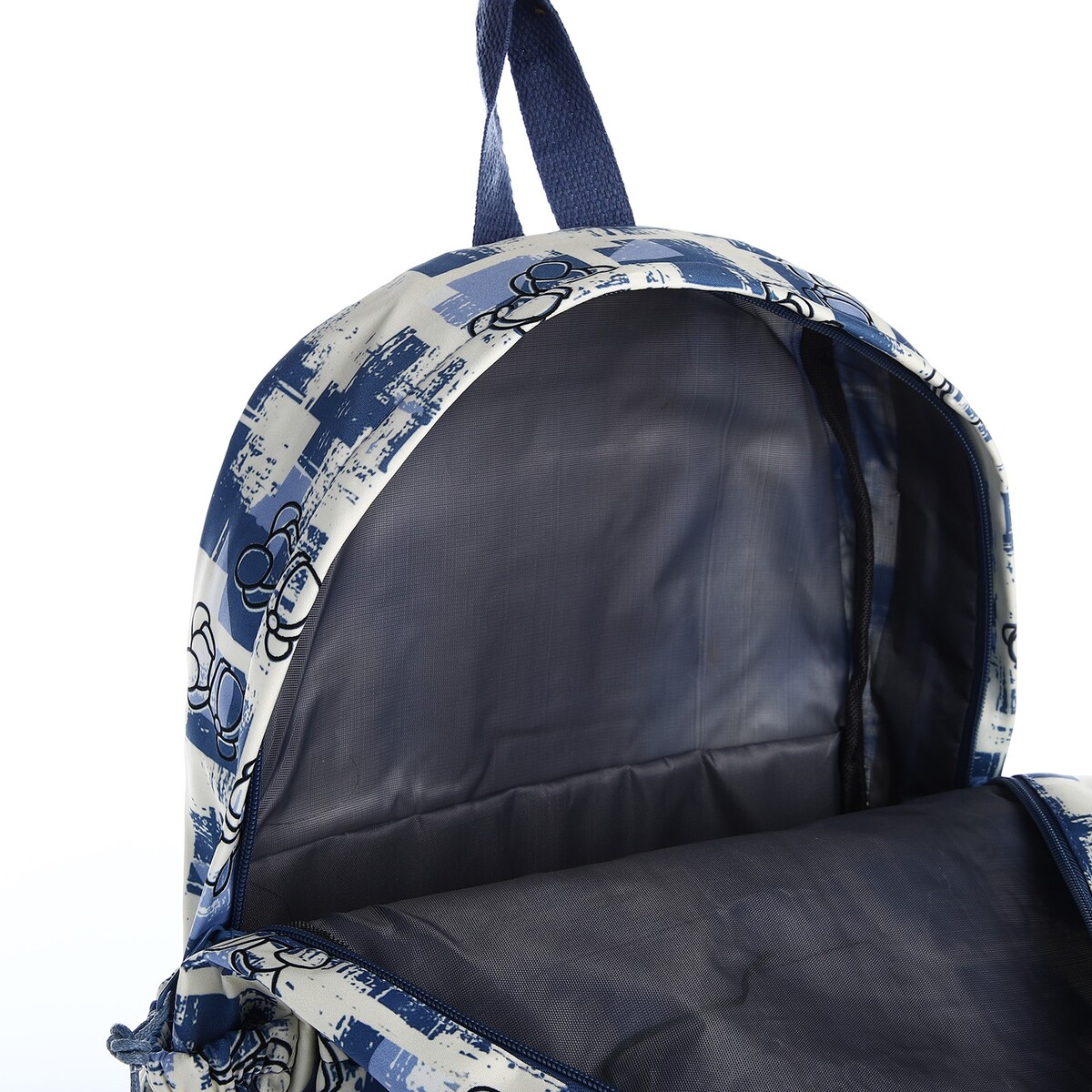 фото Рюкзак школьный из текстиля на молнии, 3 кармана, цвет синий no brand