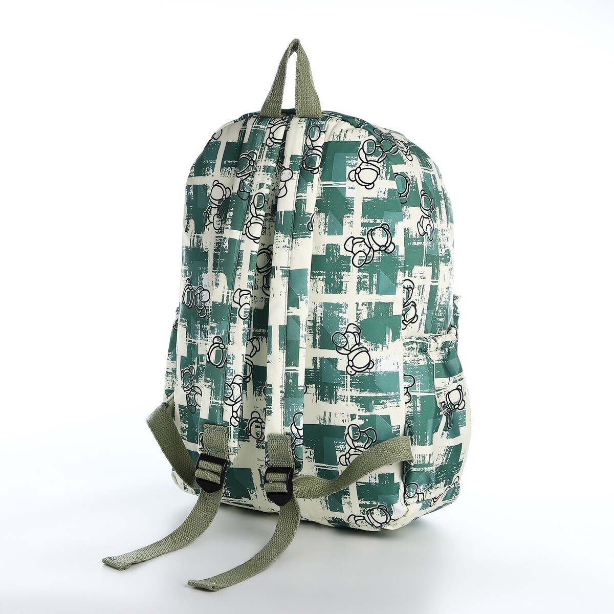 фото Рюкзак школьный из текстиля на молнии, 3 кармана, цвет зеленый no brand