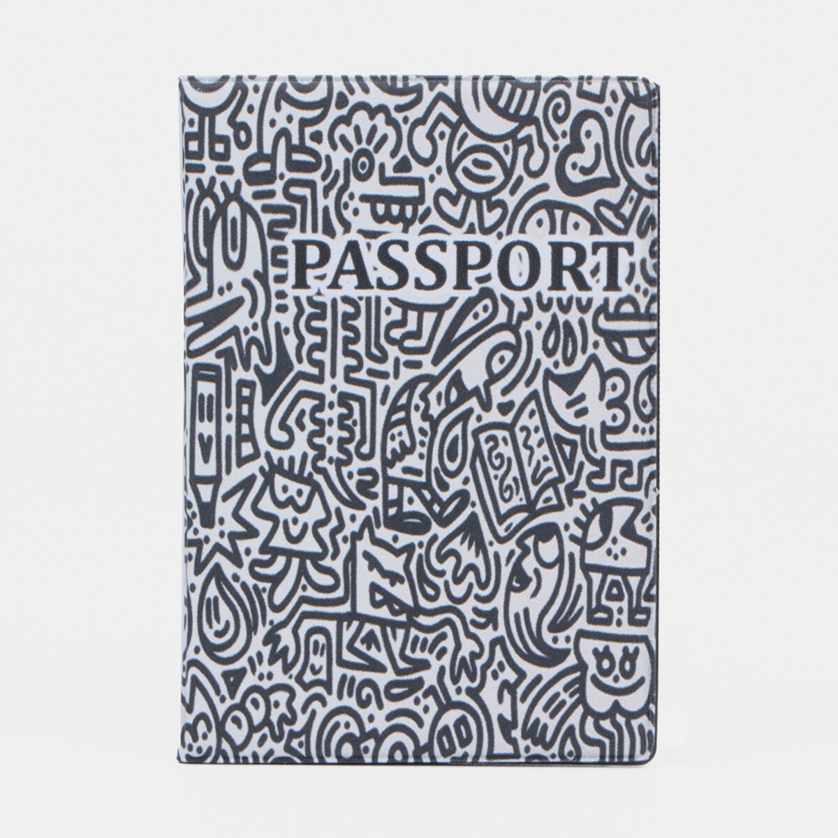 Обложка для паспорта, цвет черный/белый