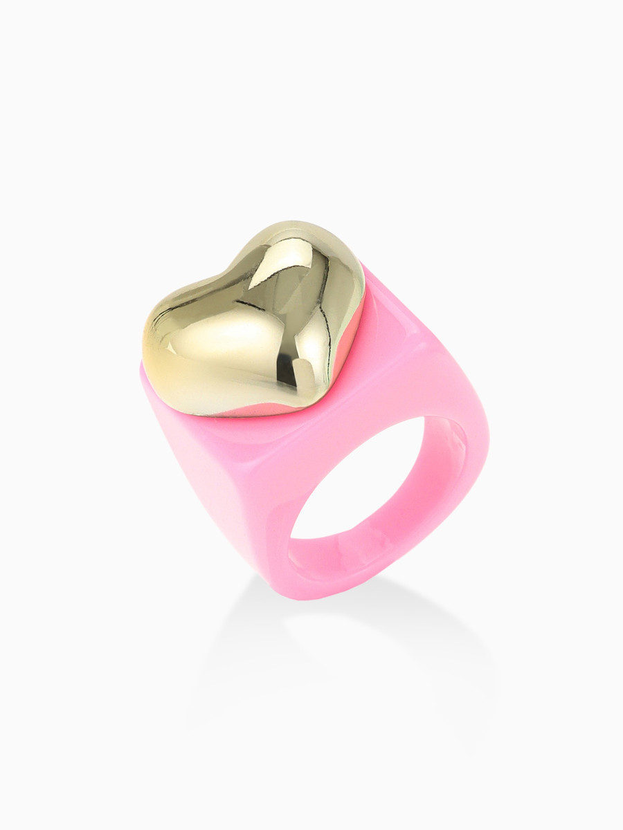 

Кольцо пластиковое, Розовый;золотистый