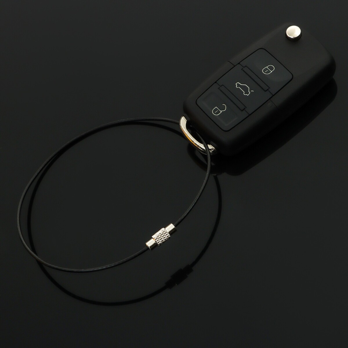 Брелок для ключей torso, стальной трос, 25 см, черный брелок для ключей torso стальной трос 20 см хром