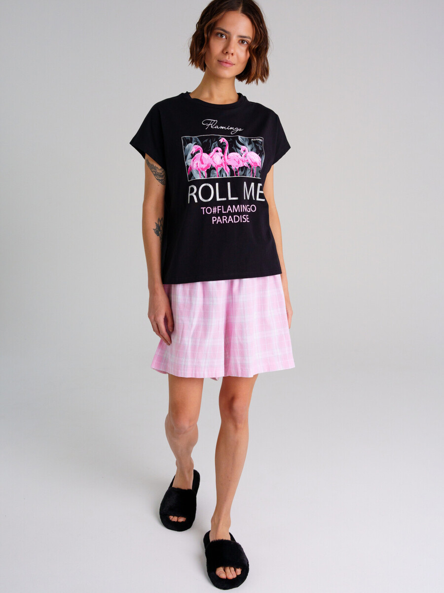 Комплект фуфайка трикотажная футболка шорты пижама фланелевые классического пояс брюки футболка трикотажная эвангелия сухая роза