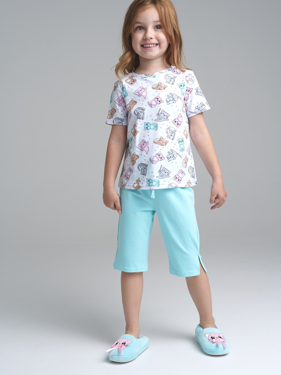 Комплект трикотажный фуфайка футболка бриджи пижама пояс брюки комплект трикотажный для девочек фуфайка футболка бриджи