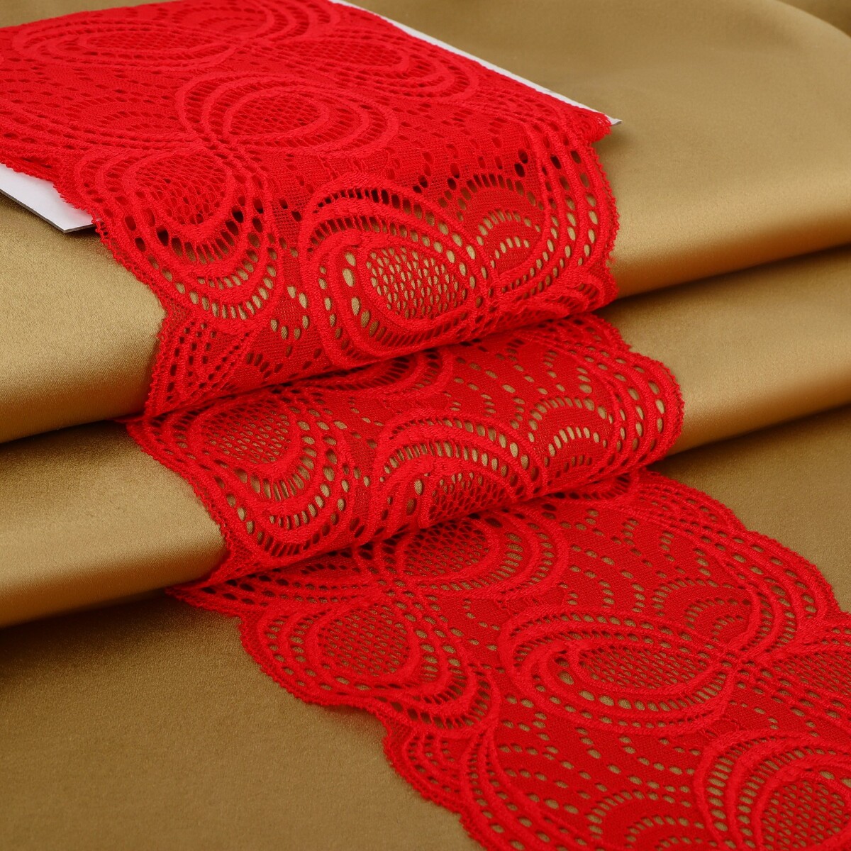 Кружевная эластичная ткань, 180 мм × 2,7 ± 0,5 м, цвет красный кружевная эластичная ткань 190 мм × 23 ± 1 м белый