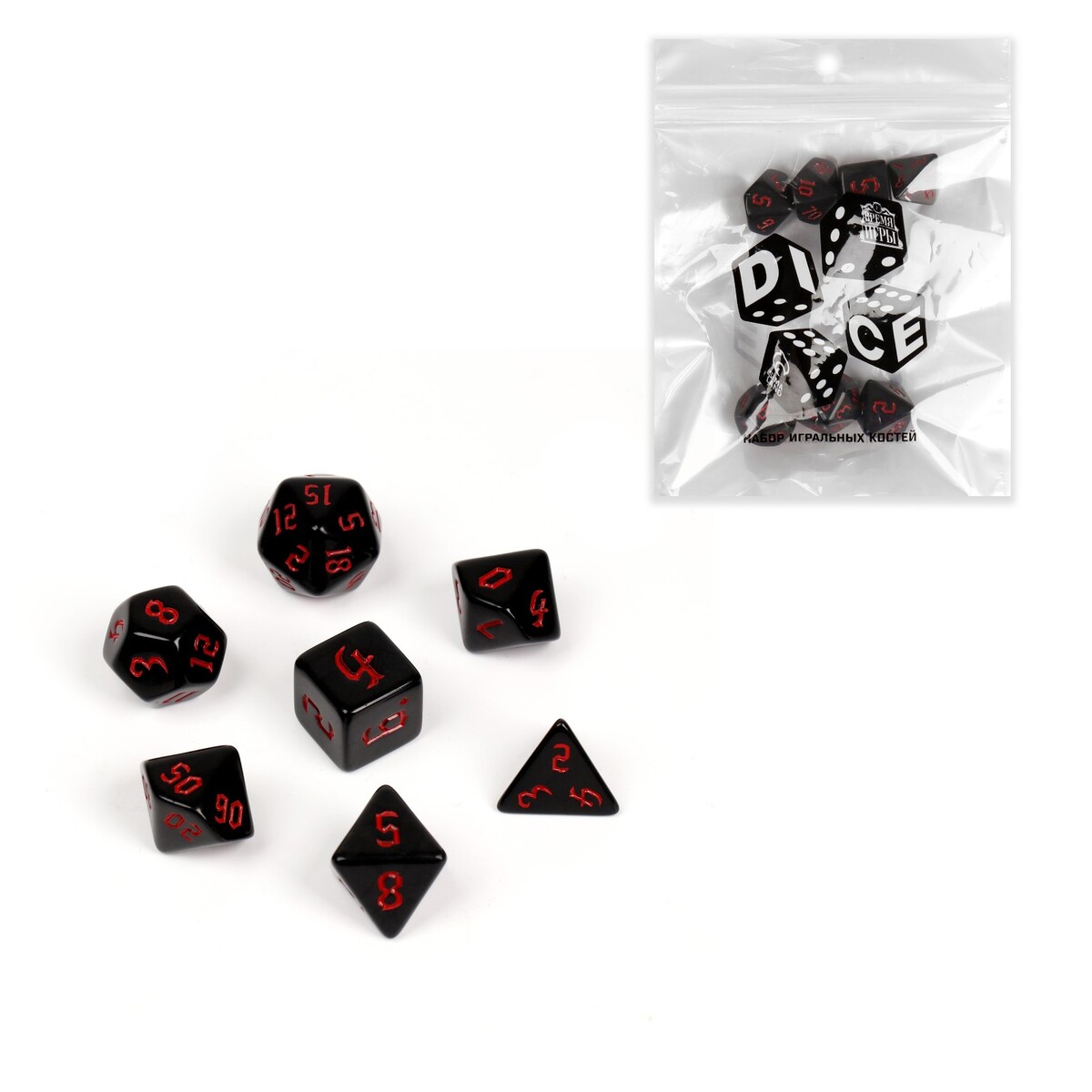 Набор кубиков для d&d (dungeons and dragons, днд) Время игры, цвет красный 07135483 - фото 1