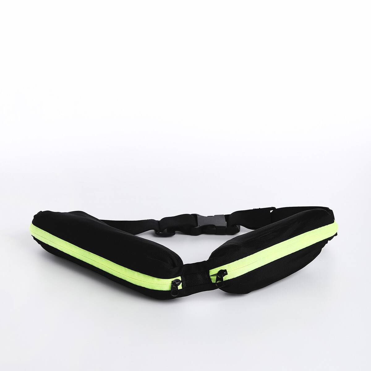Поясная сумка для бега на молнии, цвет черный/зеленый сумка женская поясная для бега rspct your body на молнии фуксия