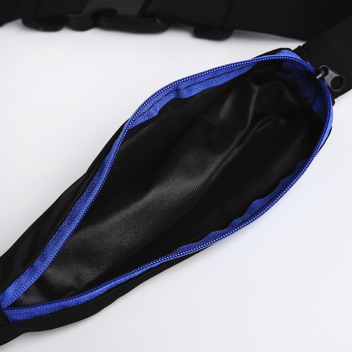 фото Поясная сумка для бега на молнии, цвет черный/синий no brand