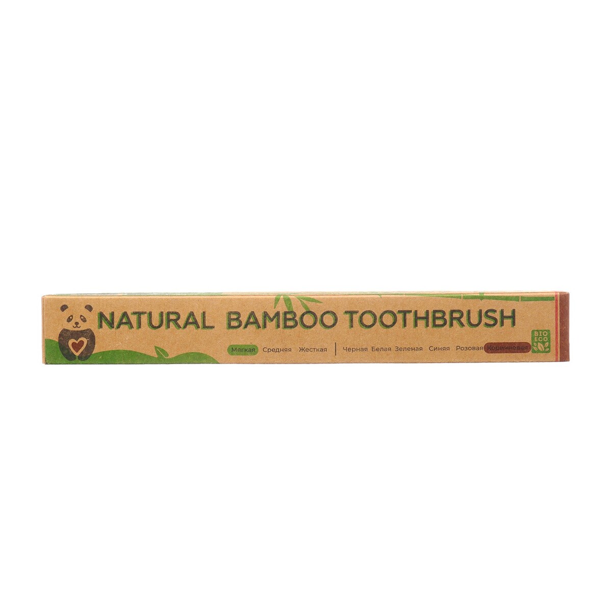 фото Зубная щетка бамбуковая мягкая, в коробке, коричневая no brand