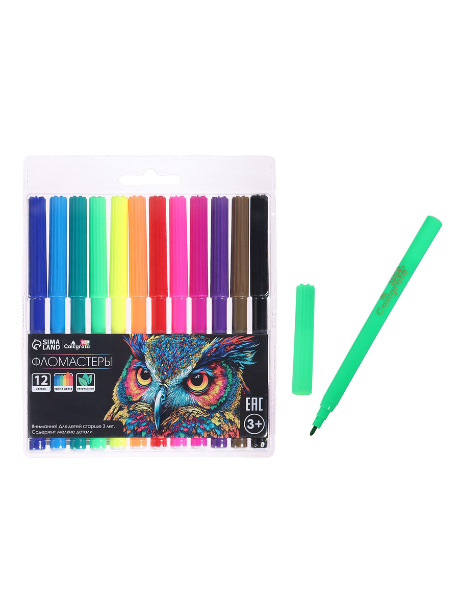 

Фломастеры 12 цветов top calligrata, в блистере