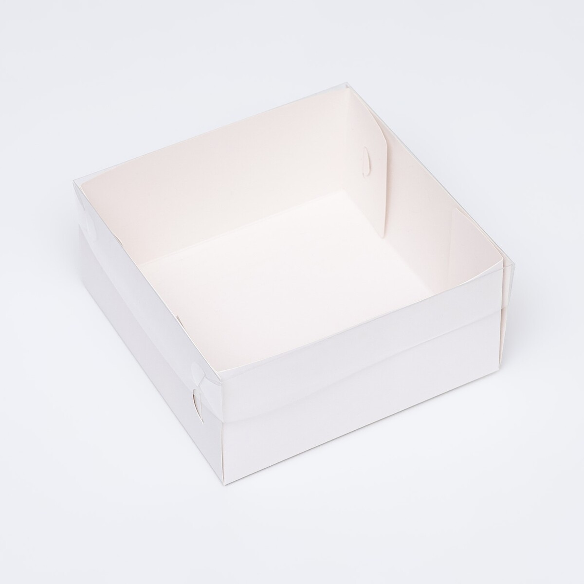 Кондитерская упаковка, белая с pvc крышкой, 17 х 17 х 8 см коробка для кондитерских изделий с pvc крышкой любимый воспитатель 22 × 15 × 3 см