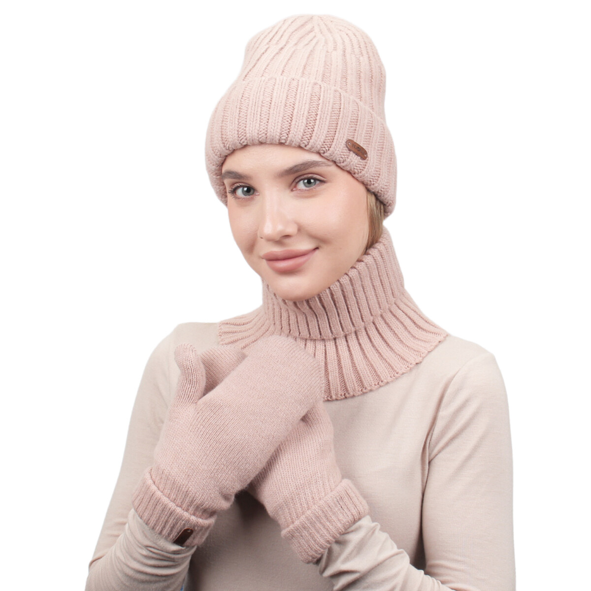 

Шапка варежки комплект, Розовый