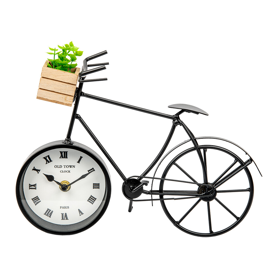 Часы велосипед с суккулентом
