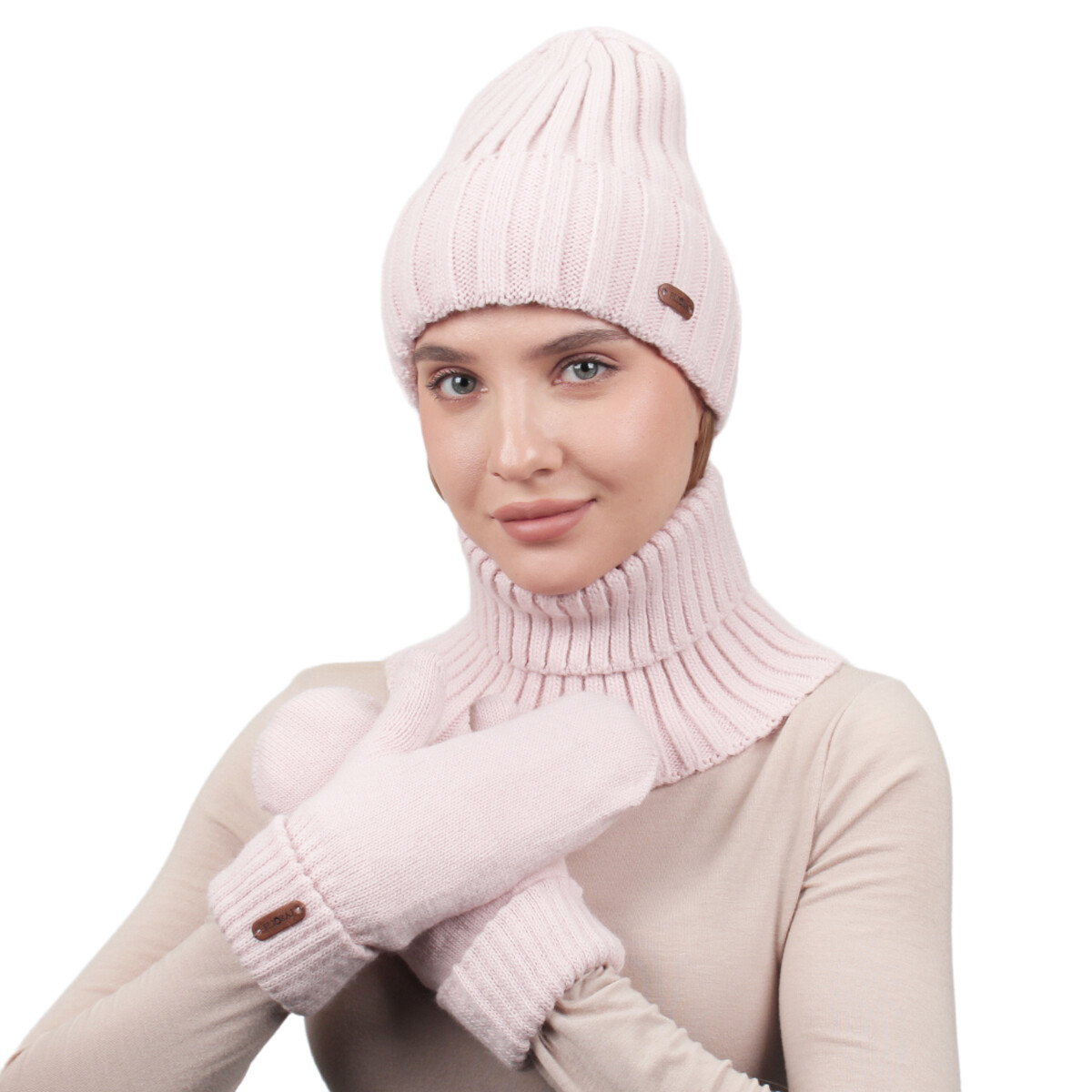 

Шапка варежки комплект, Розовый