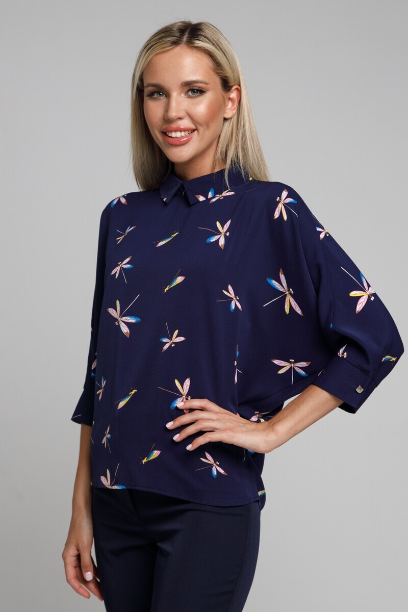 

Блузка, Синий;темно-синий