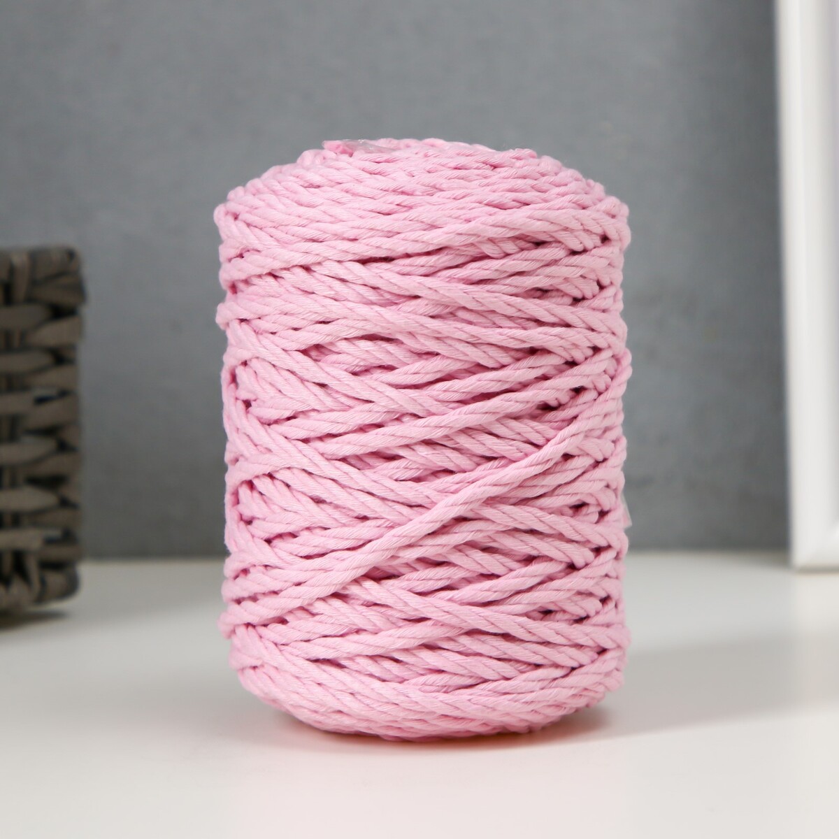 Шнур для вязания 80% хлопок, 20% полиэстер крученый 3 мм, 185г/45м,30-св.-розовый