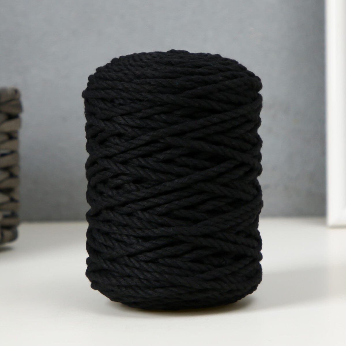 Шнур для вязания 80% хлопок, 20% полиэстер крученый 3 мм,185г/45м,11-черный шнур для вязания 80% хлопок 20% полиэстер крученый 3 мм 185г 45м 21 зеленый