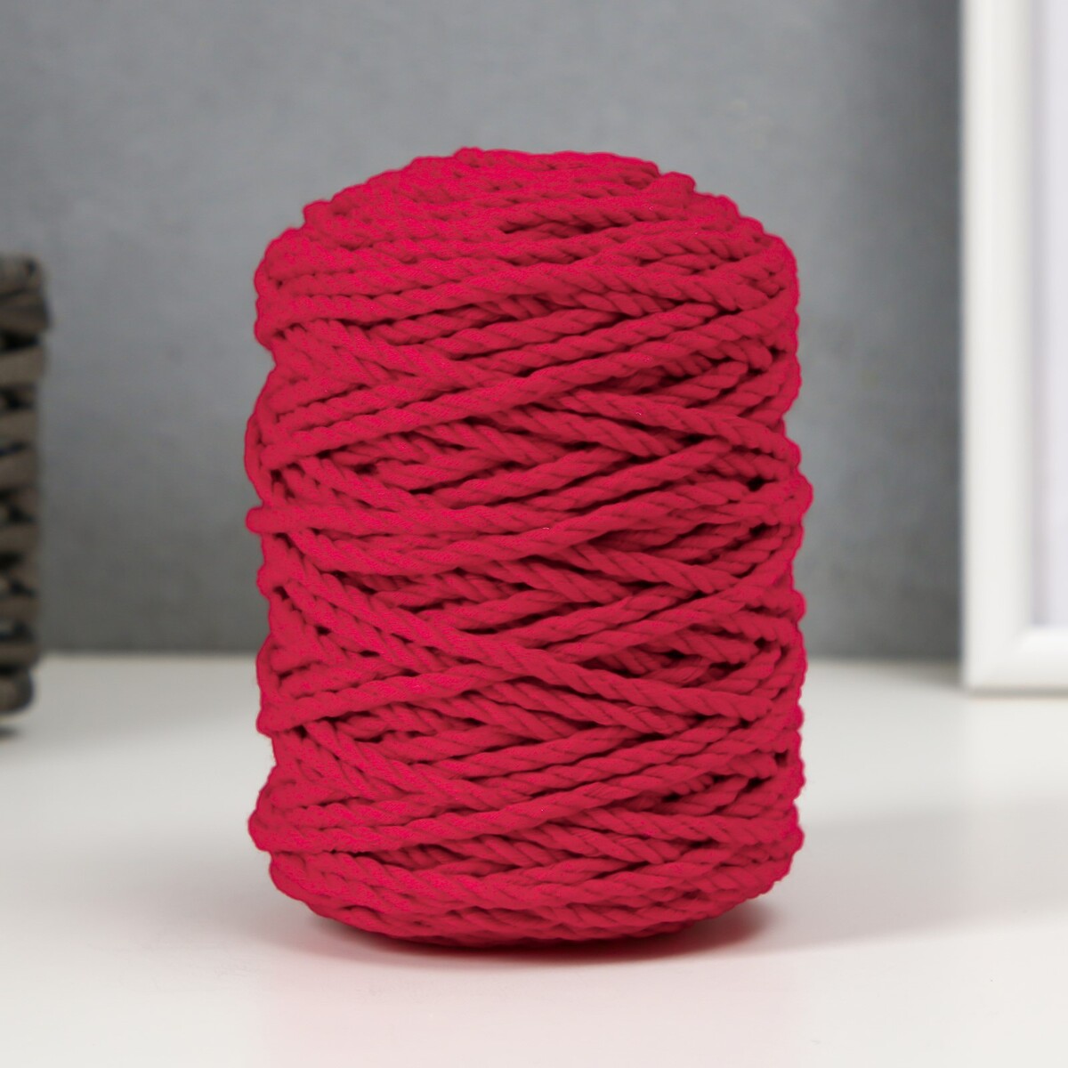 Шнур для вязания 80% хлопок, 20% полиэстер крученый 3 мм, 185г/45м, 26-красный