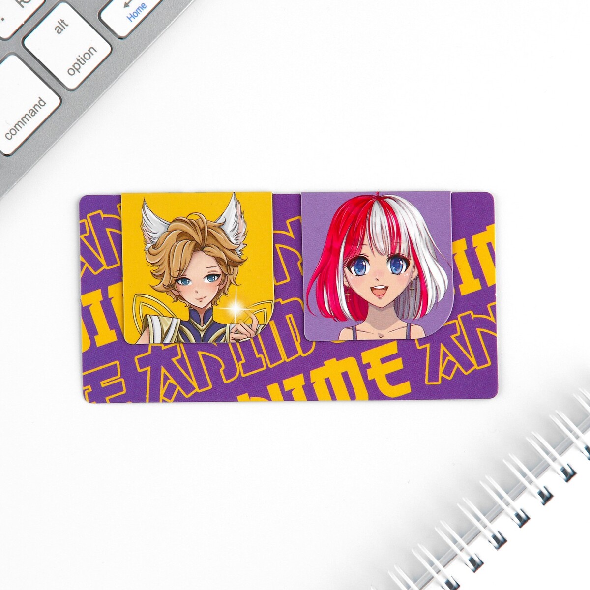 Магнитные закладки 2 шт на подложке магнитные закладки аниме девушки комиксы 6шт