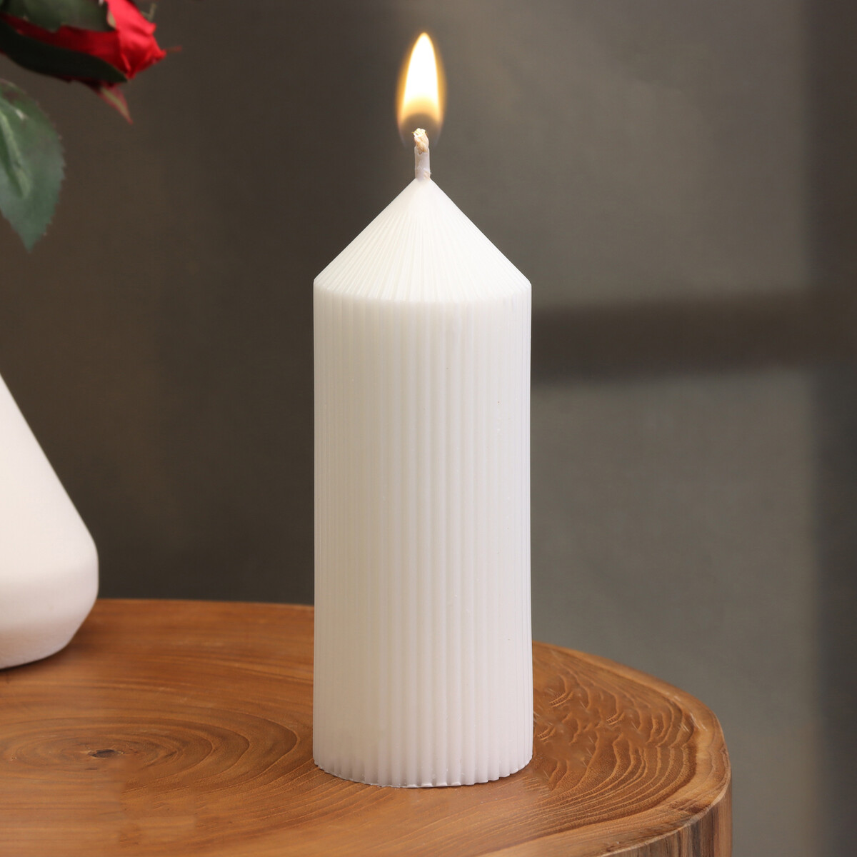 Свеча-цилиндр с гранями, 5х13 см, белая, 10 ч свеча цилиндр 5х12 см белая