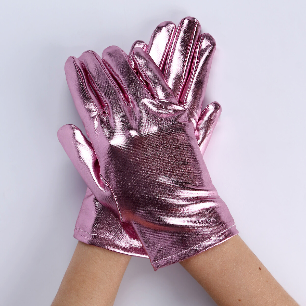 Карнавальный аксессуар- перчатки , цвет розовый металлик ,искусственная кожа карнавальный костюм бока клубника цв розовый зеленый р 122